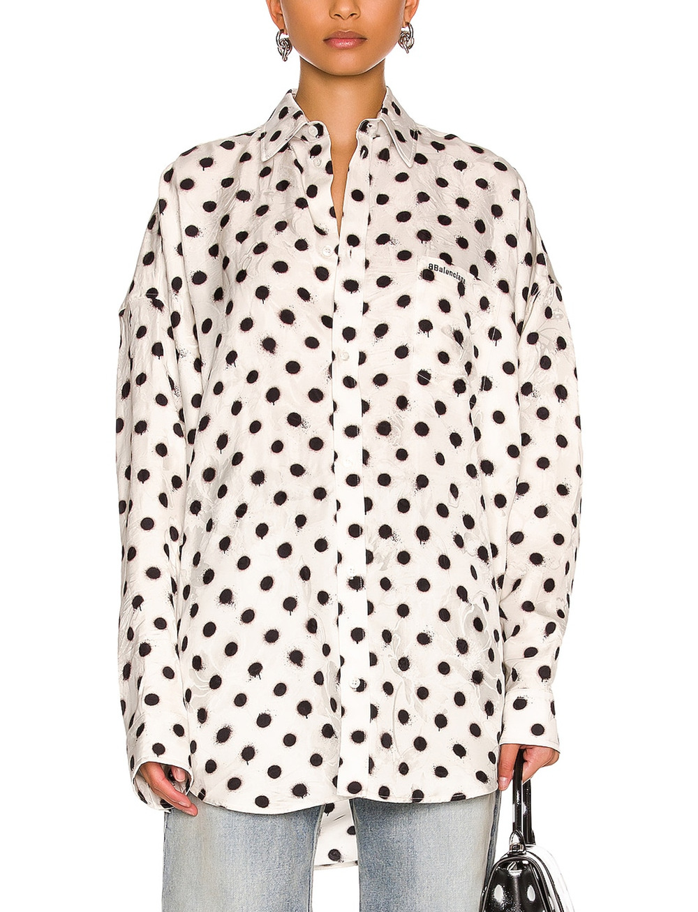 Balenciaga Polka Dot White Cocoon Shirt Size 40 EU / 8 US